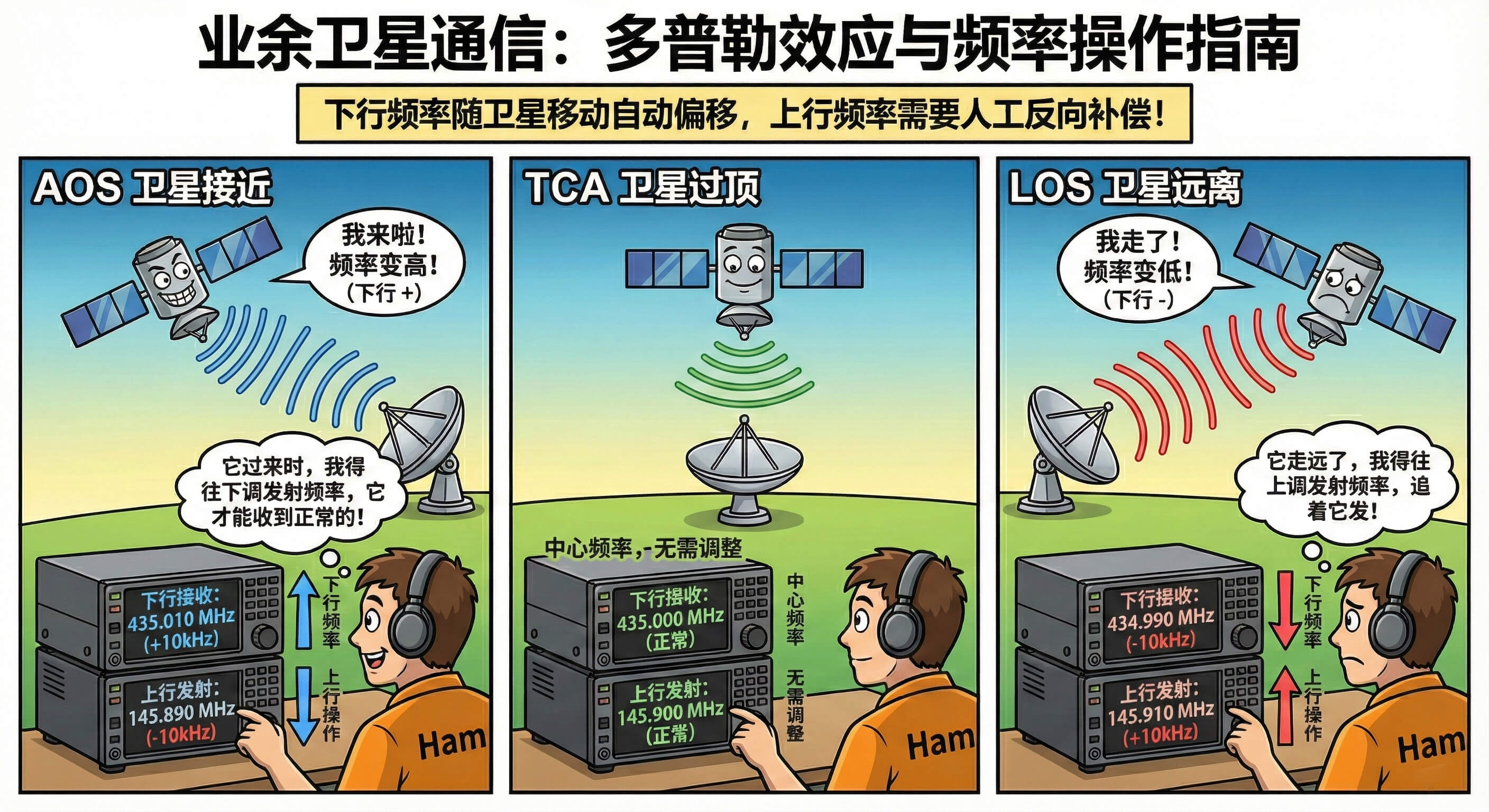 通联时多普勒与频率的关系示意